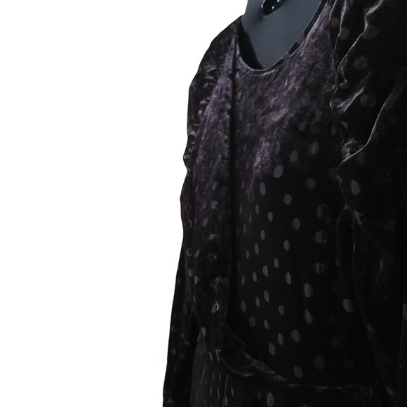 TOPSHOP Black Burnout Velvet Polka Dot Long Sleeve Dress size 6 Cocktail NWT - Picture 5 of 9